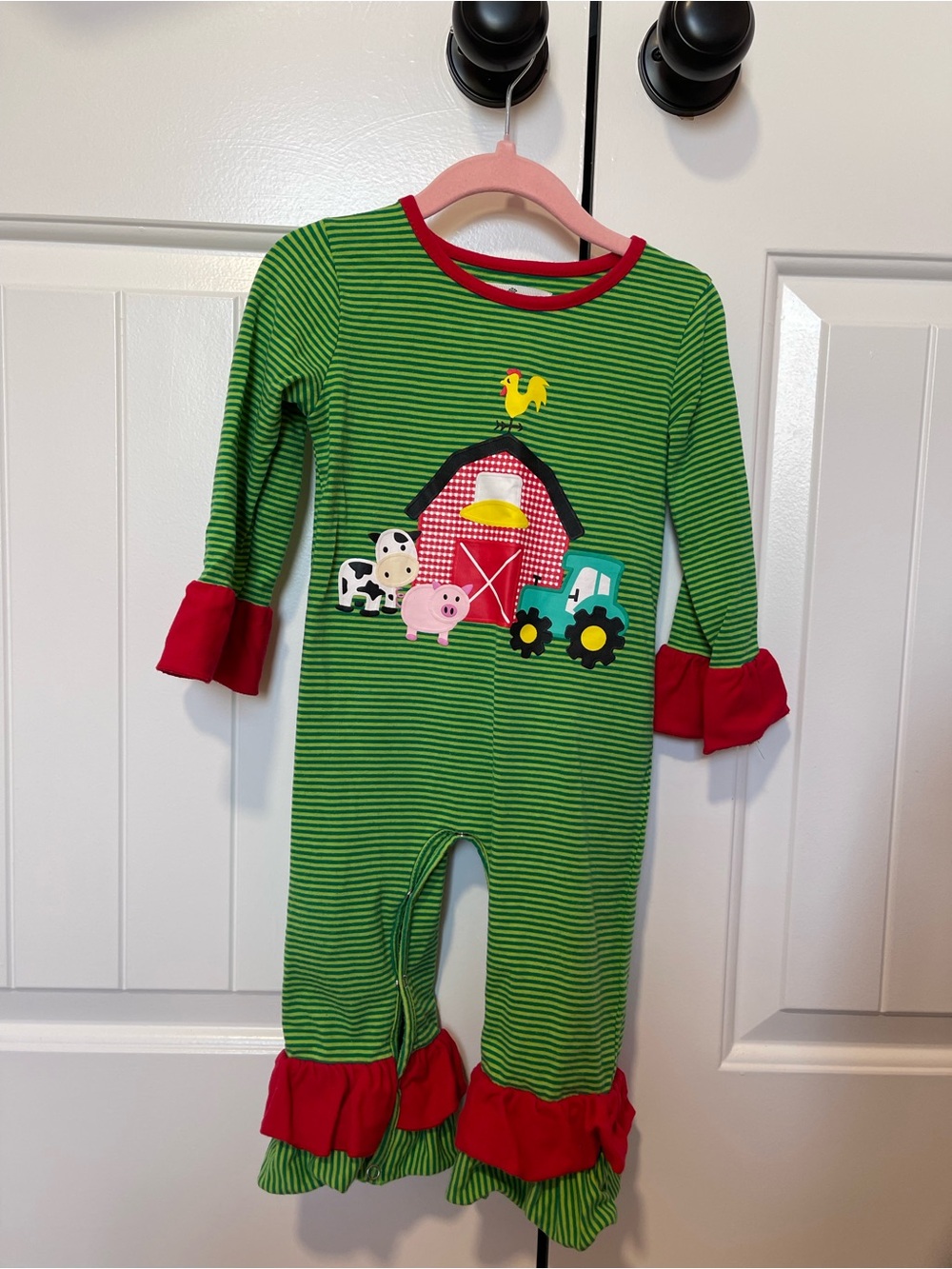 Green Striped Farm Footie